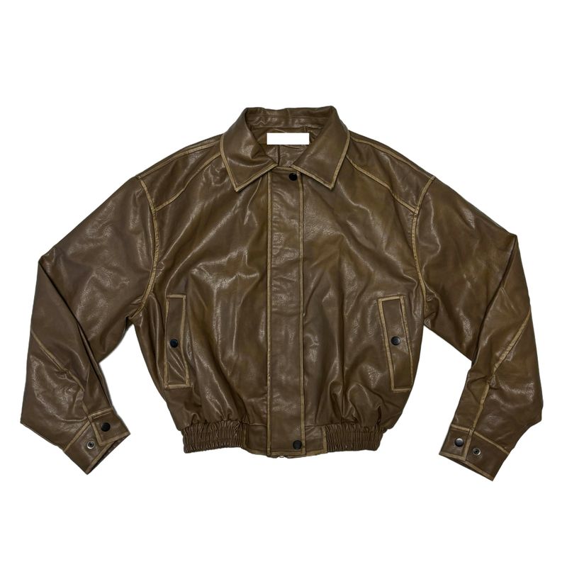 Fold leather jacket