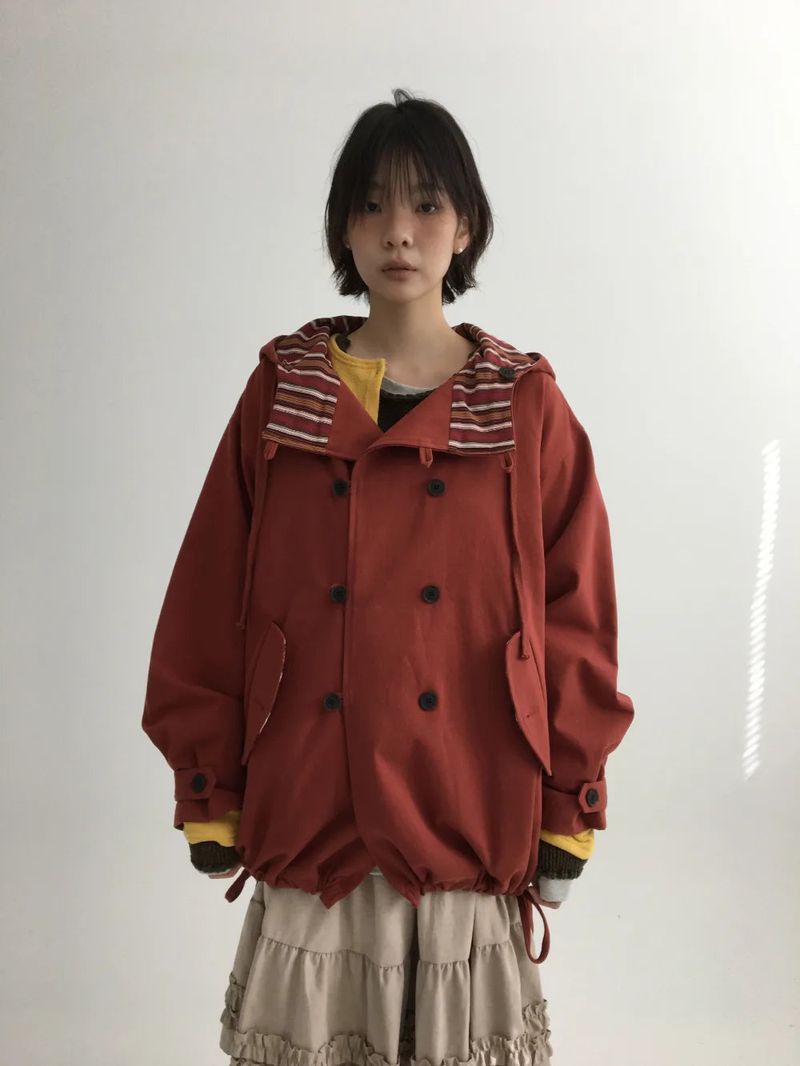 Hapo Button Hooded Short Field Jacket (2color)