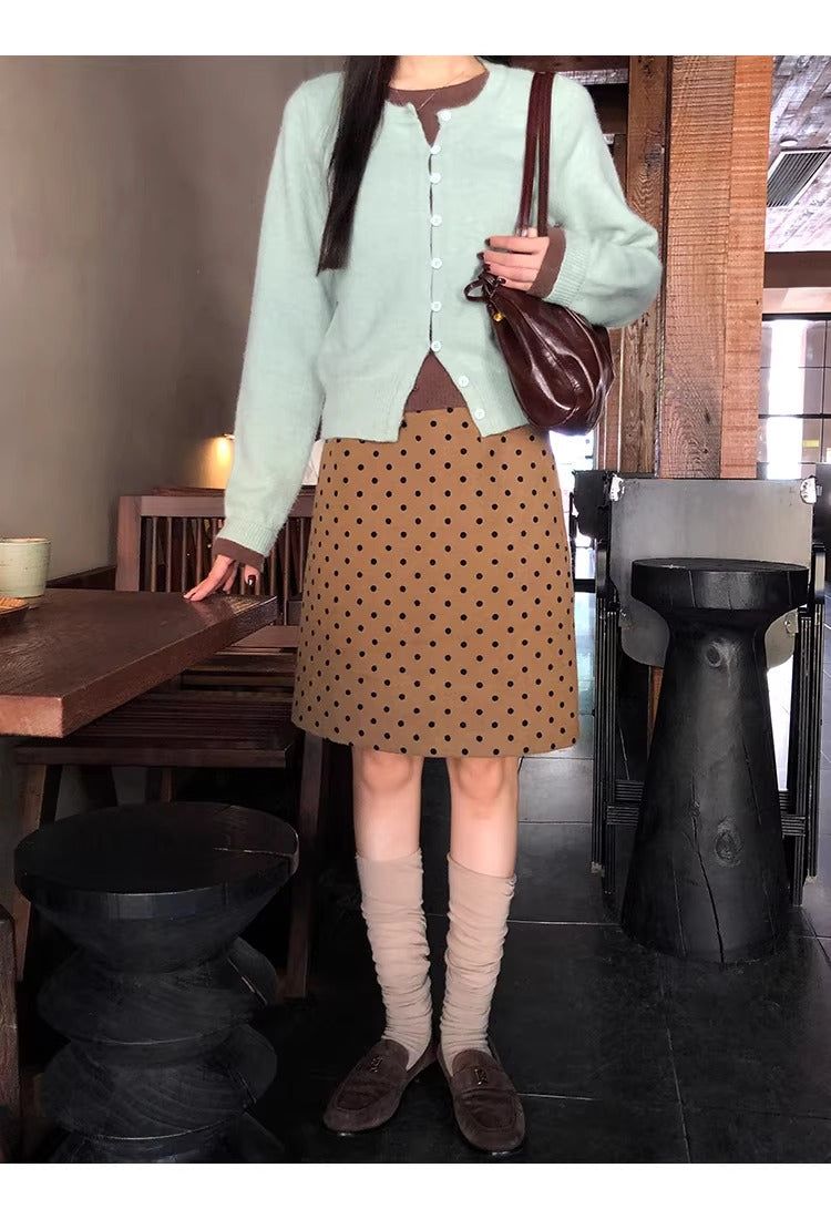 Mint Brown Layered Cardigan Knitwear