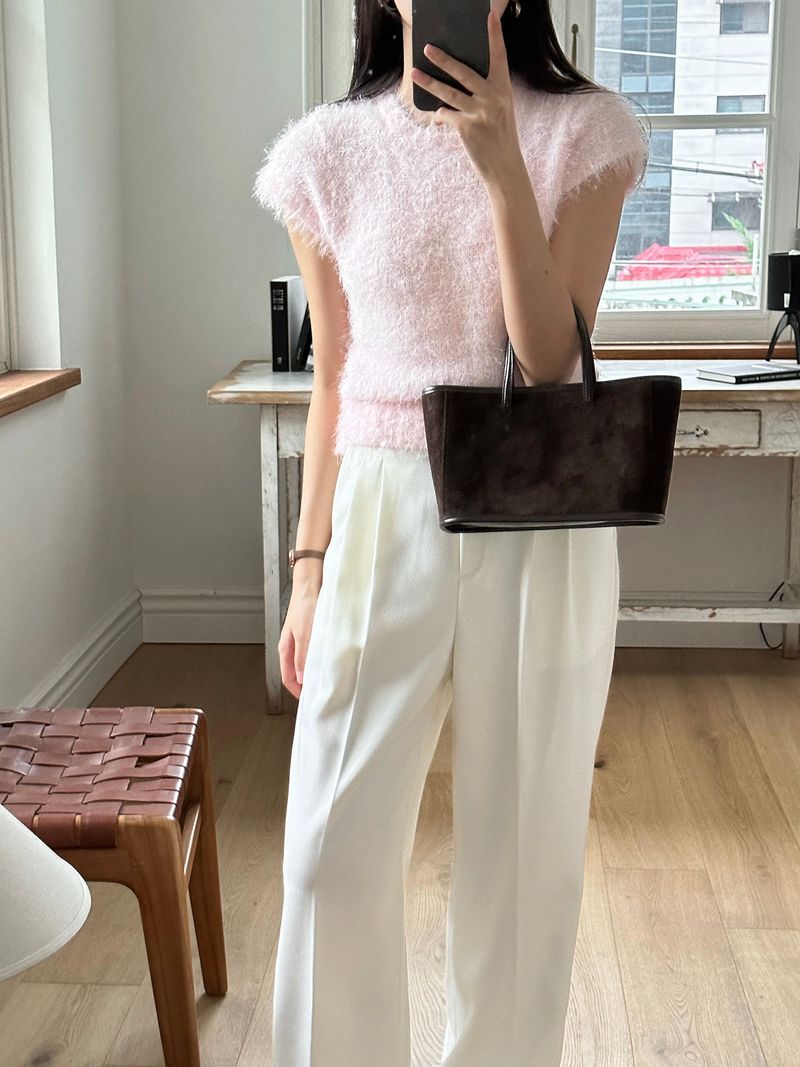 luch wool pintuck wide slacks