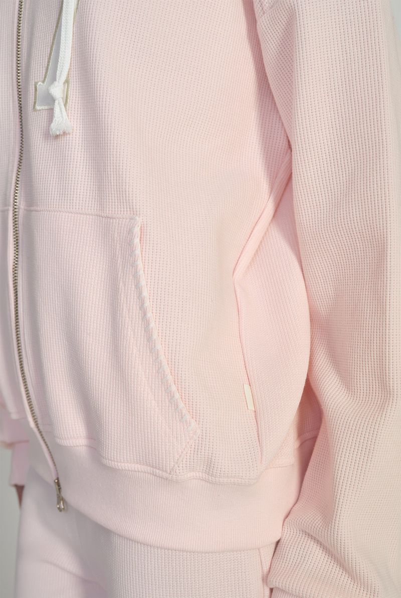 87 Waffle hooded zip-up, Pink