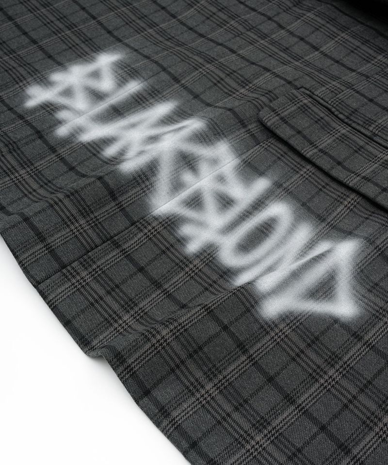 BBD Graffiti Logo Piercing Plaid Oversized Blazer (Charcoal)