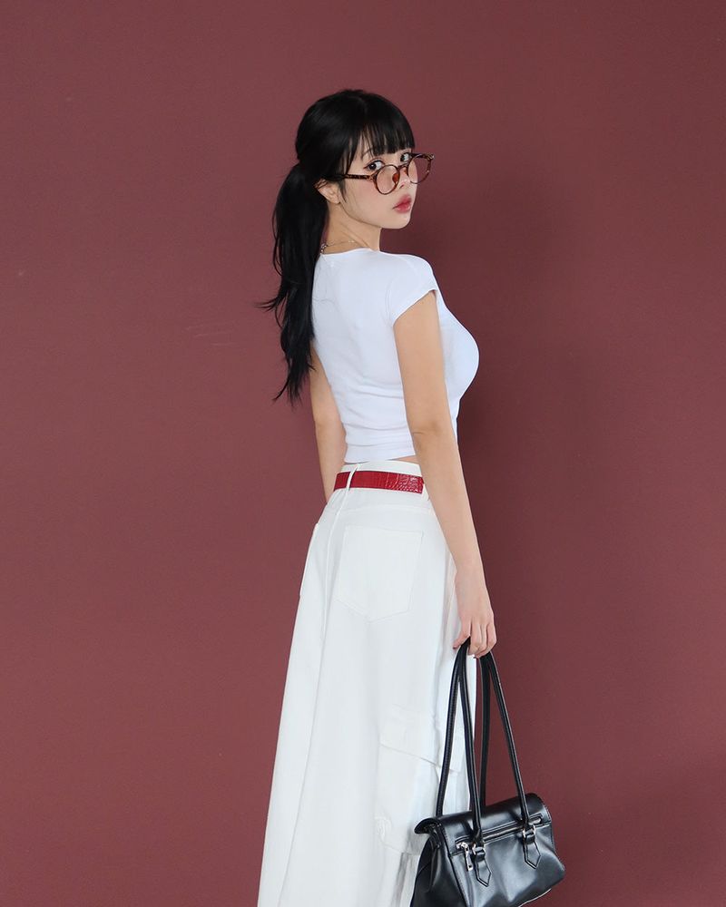 Soft cropped short-sleeved T-shirt