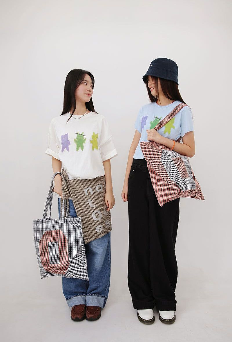 0 Applique Check Eco Bag / Black