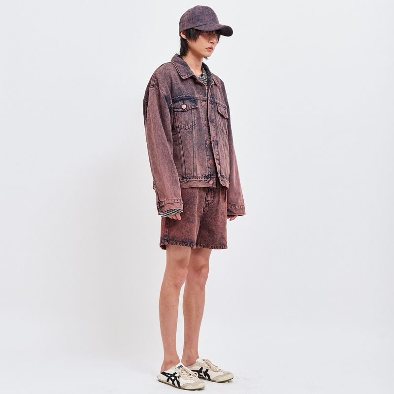 WINE DENIM SHORTS