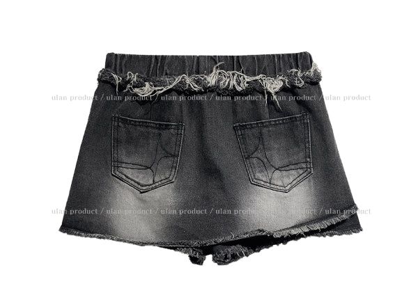 Denji unbalanced denim mini skirt