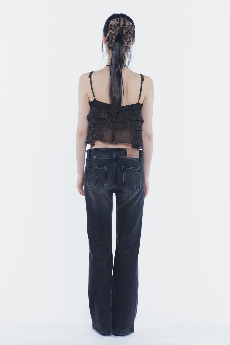 VERA BELTED BOOT-CUT DENIM black