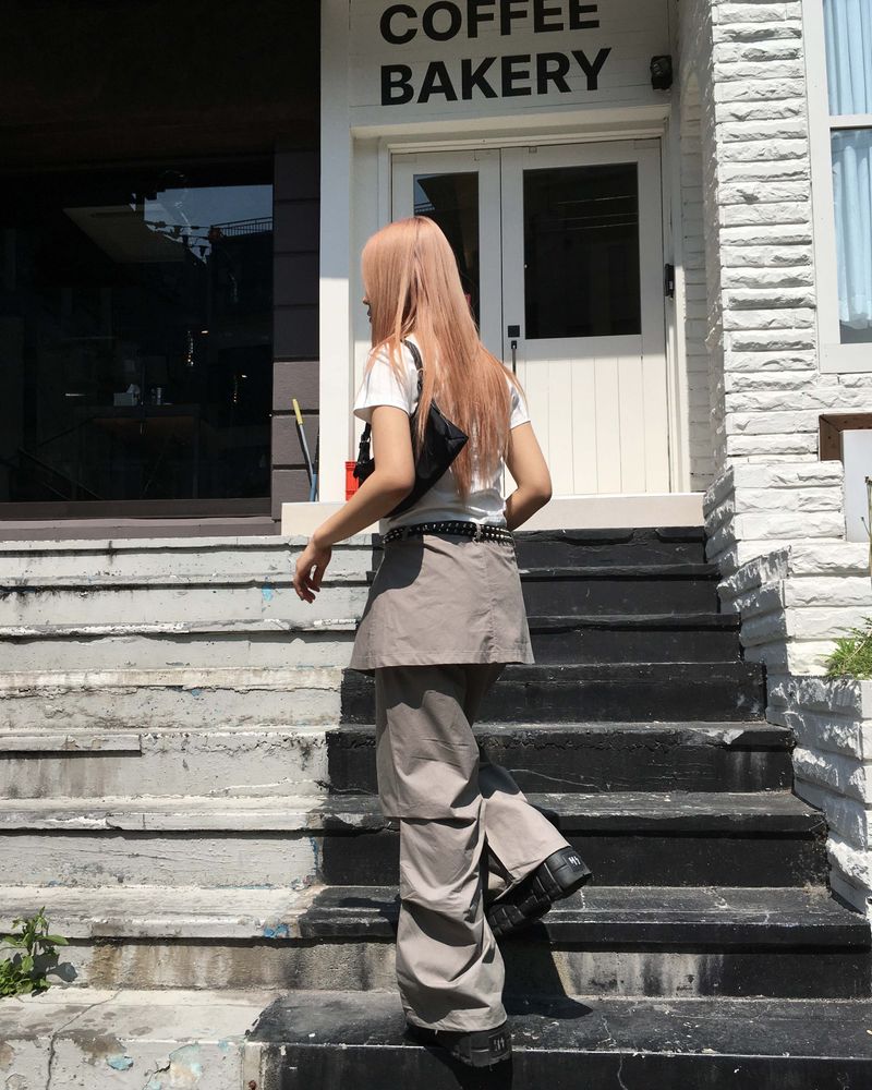 Pintuck skirt pants