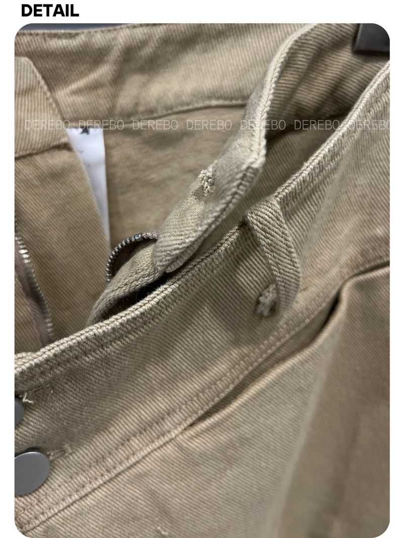 Layered cotton wide casual pants