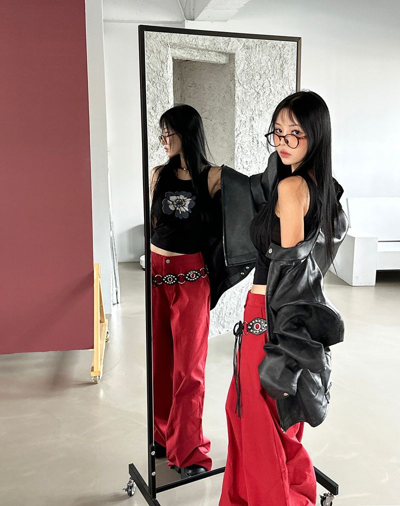 West Cotton Pintuck Wide Pants