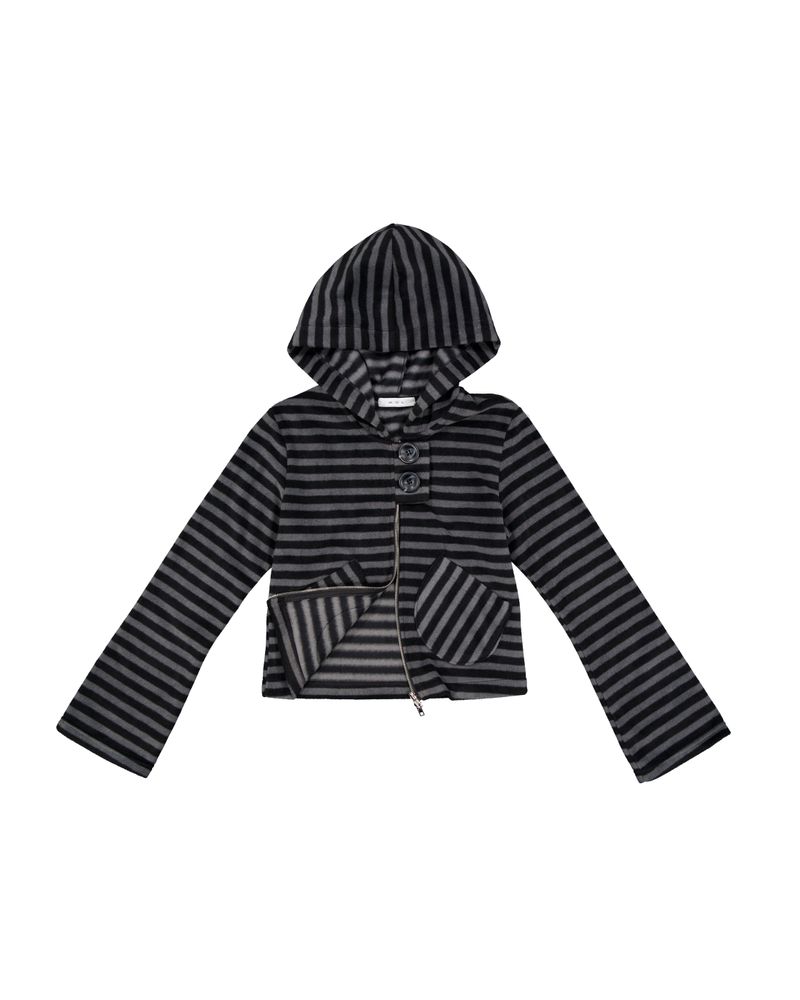 Pocket Fleece Hoodie Jacket [Striped]