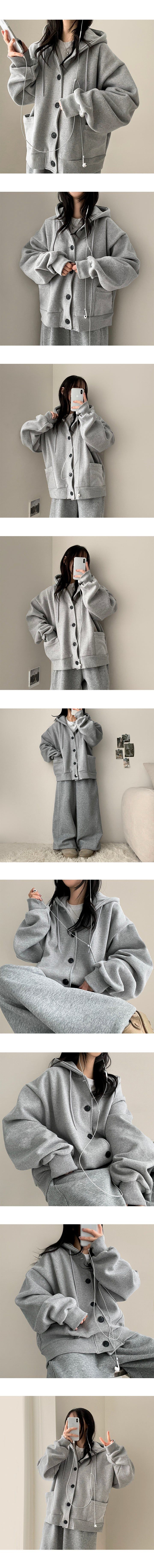 AnvBoxshi Wool Napping Burton Hooded Cardigan