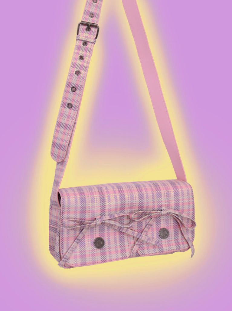KUO（クーオ）の「lovely pink check ribbon cross bag（Bags）」