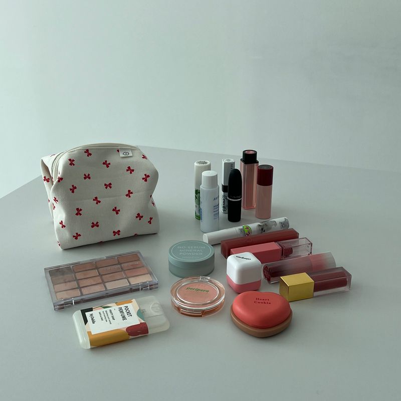 RED RIBBON ZIPPER POUCH