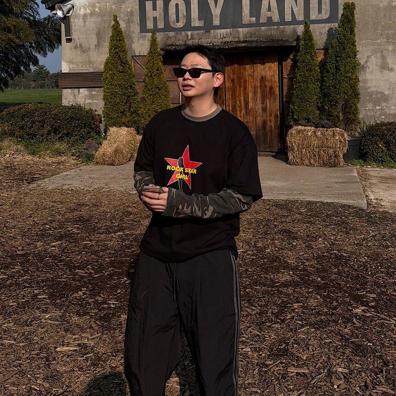 Camo Star Layered Long Sleeve T-Shirt (3color)