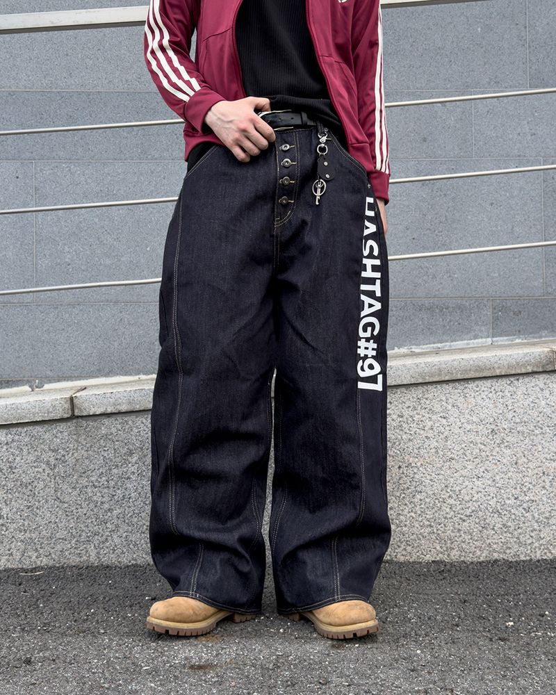 Vector graphic wide denim pants