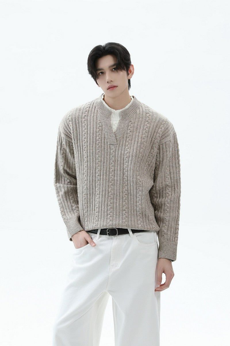 TURNTIDE( ターンタイド)の「Layered Look Cable Knit Sweater(Tops)」