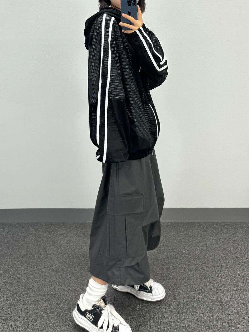 mesh track hooded jacket