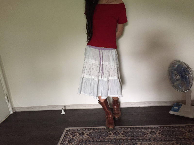 YWD COLOR-BLOCK FLORAL SKIRT (2color)