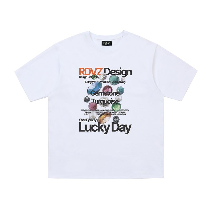 RDVZ（ランデブー）の「ジェムストーンプリントT　ホワイト（トップス）」