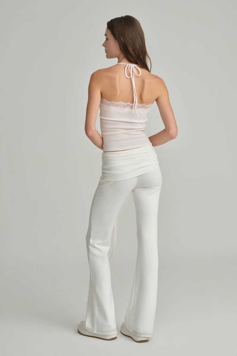 Ballet studio flare line pants, White