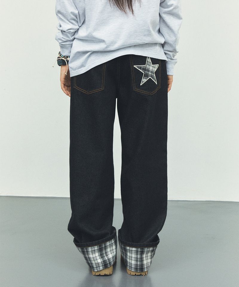 W CHECK DENIM PANTS BLACK(CV2FFFD110A)