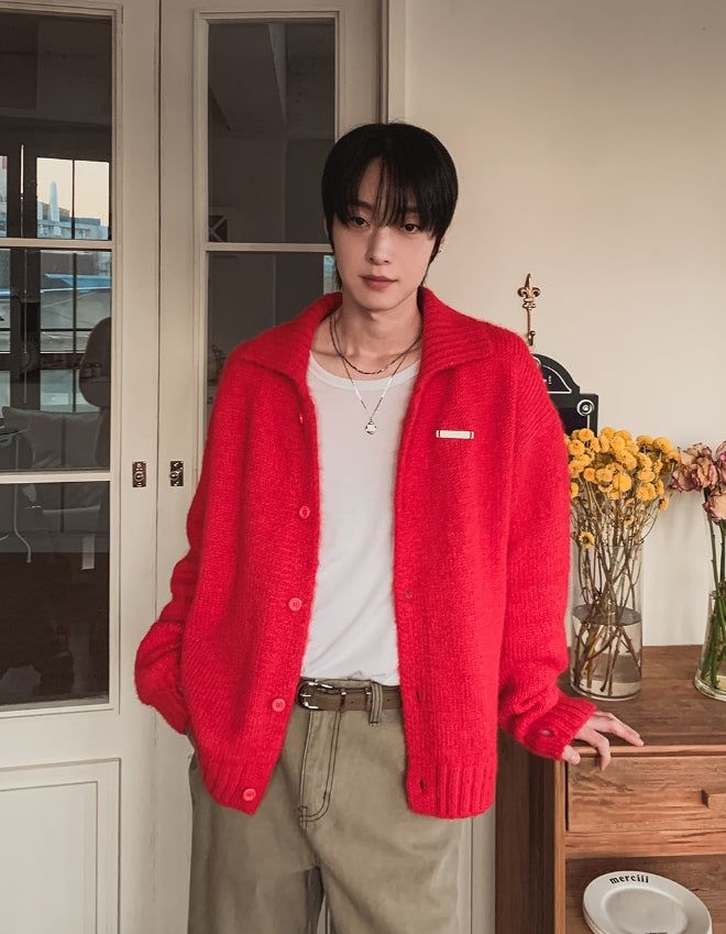 Martic Wool Collar Warmer Knit Cardigan
