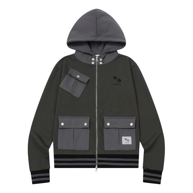 RIPPEN 2 WAY POCKET HOOD ZIP UP (2COLOR)