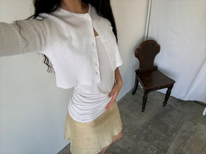 Nancy cropped cardigan [White]