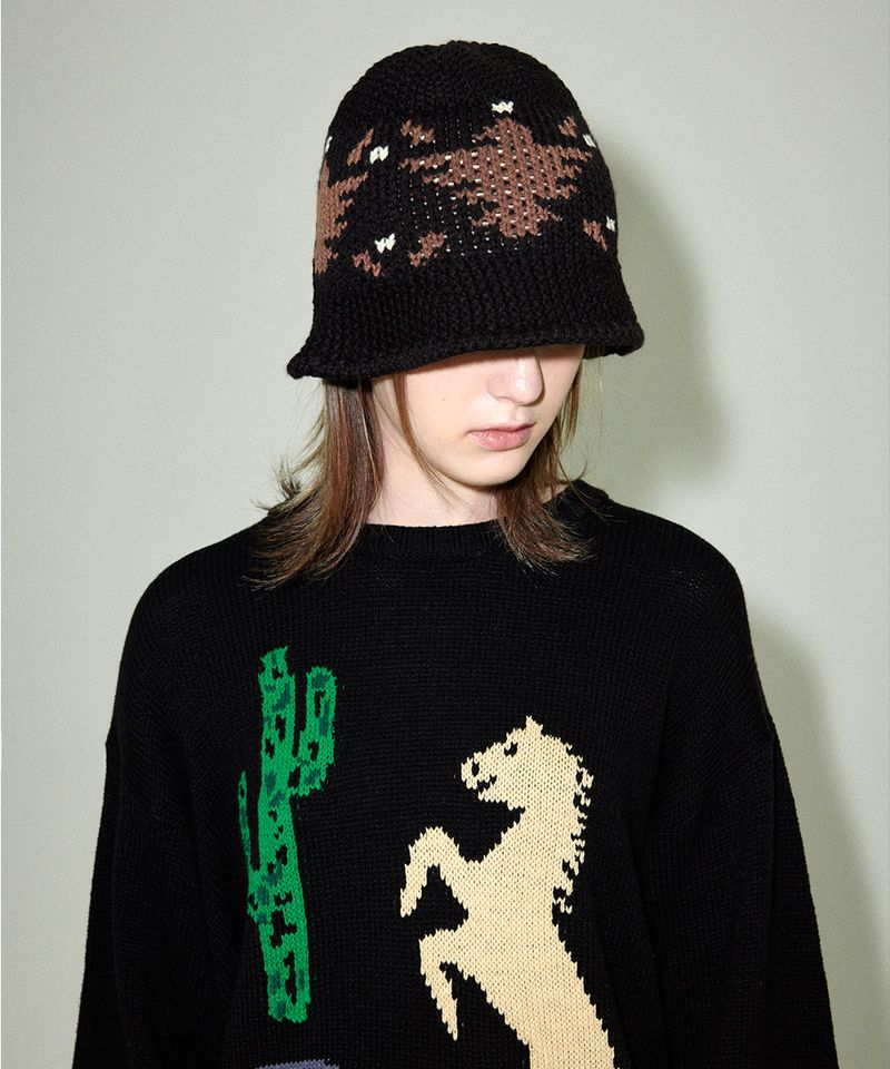 EAGLE KNIT BUCKET HAT