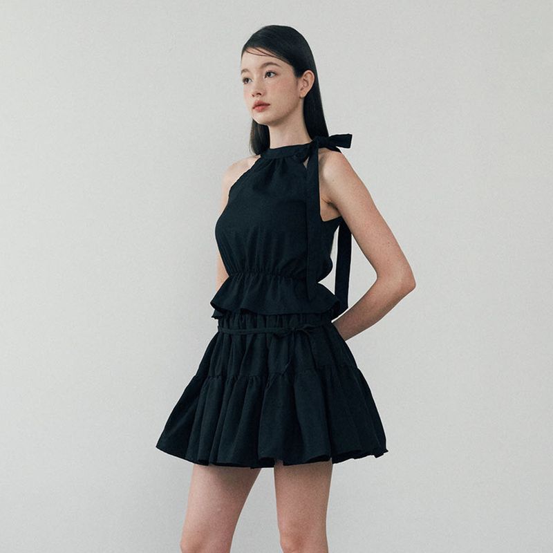 Ribbon Cancan Skirt - BLACK