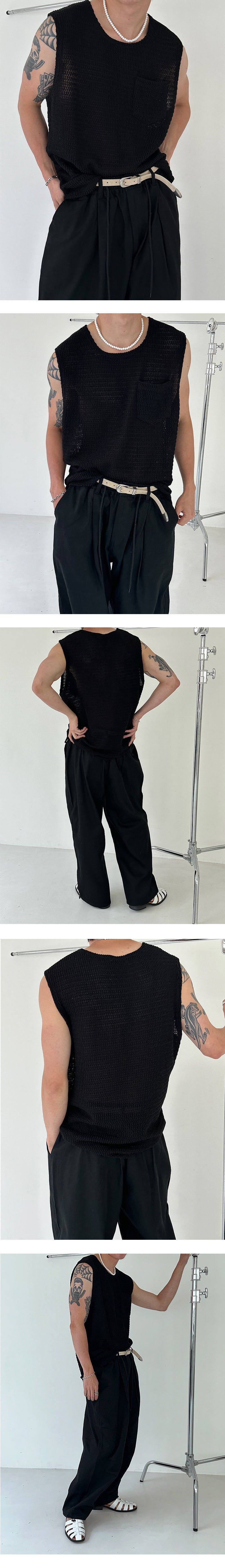 [S/S] Square pocket knit sleeveless (5color)