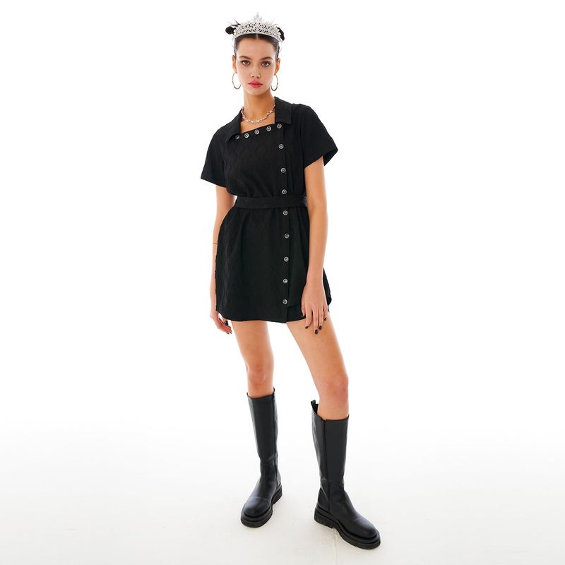 Square Neckline One-piece [Black Lace]