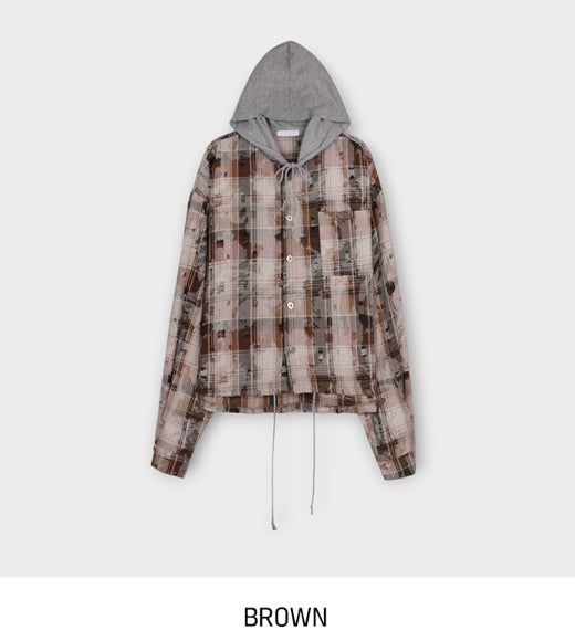 Vince damage checked hoodie jacket