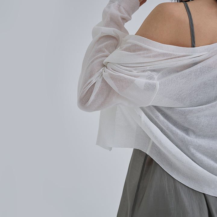 [Polia] Sheer V-neck Long Sleeve Cardigan - 8color