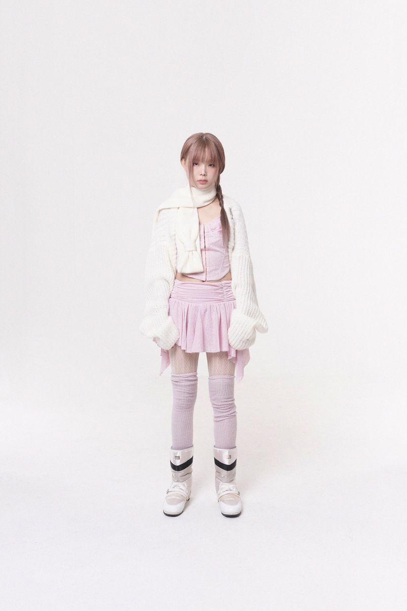 Mini ribbon muffler_ivory