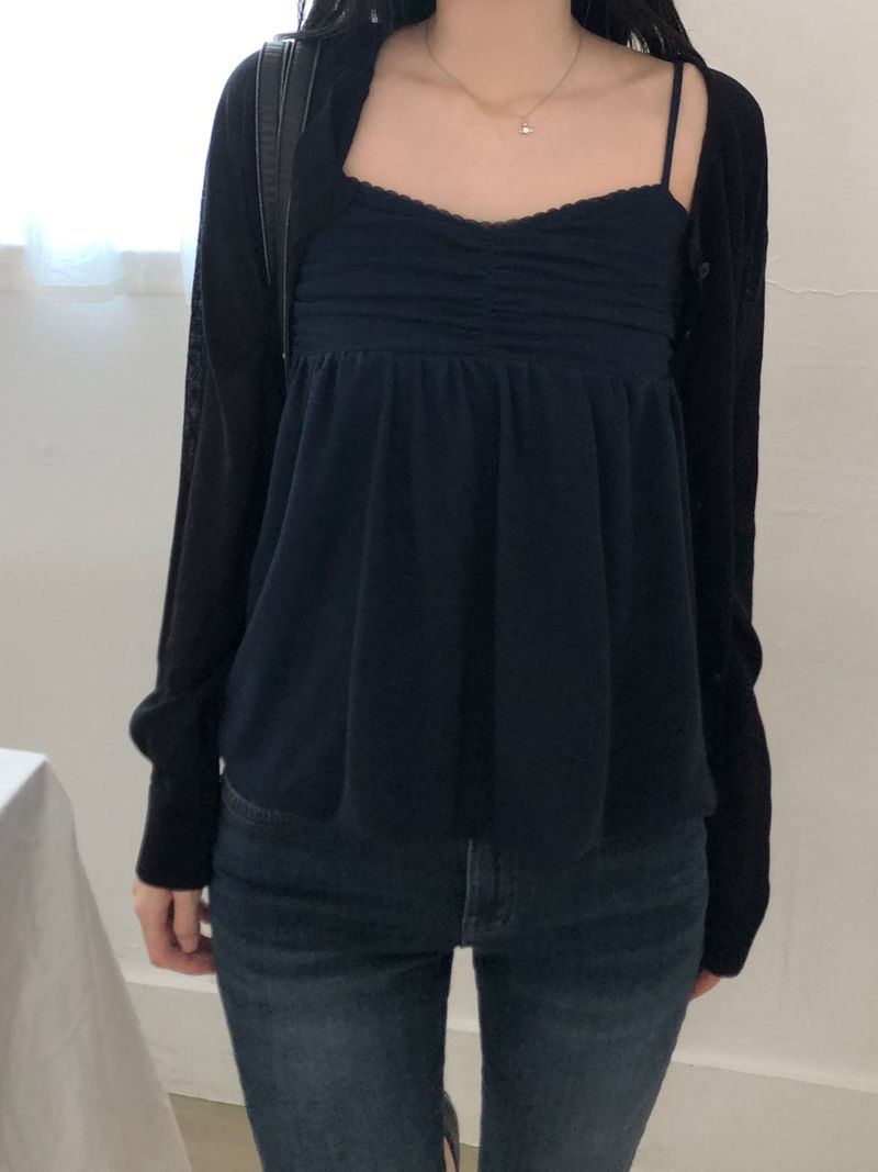 Slash linen round cardigan (4 colors)