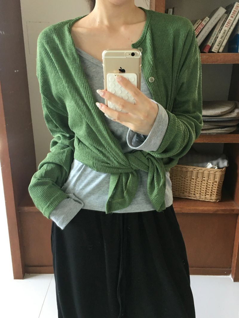 Obi linen ribbed round cardigan (4c)