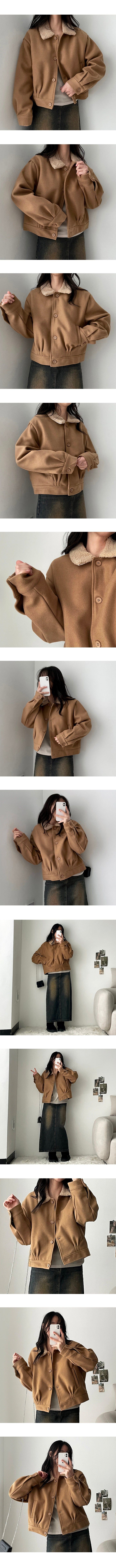 Dura wool collar abut woolen quilted short coat jacket