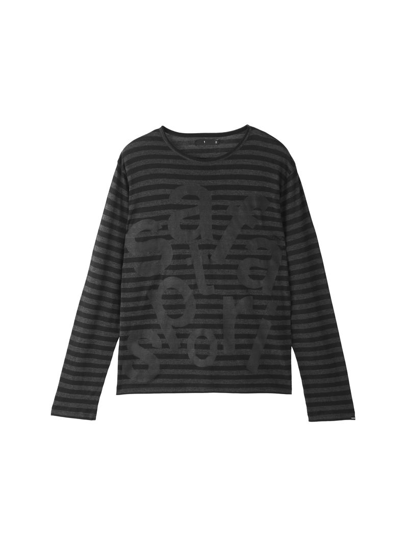 safarispot（サファリスポット）の「TICKETING STRIPE BORDER TEE (BLACK)（Tops）」
