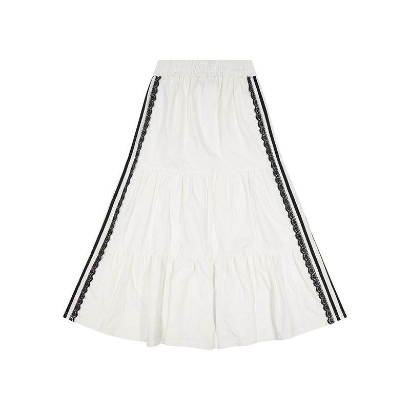 (DUC) Sideline Tiered Long Skirt White