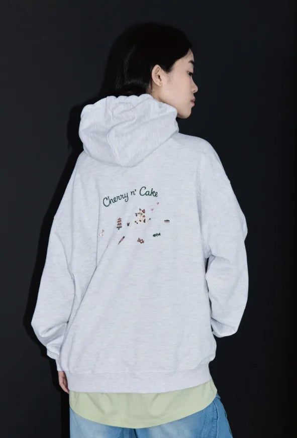 26FW★ Cherry Cake Embroidered Hoodie