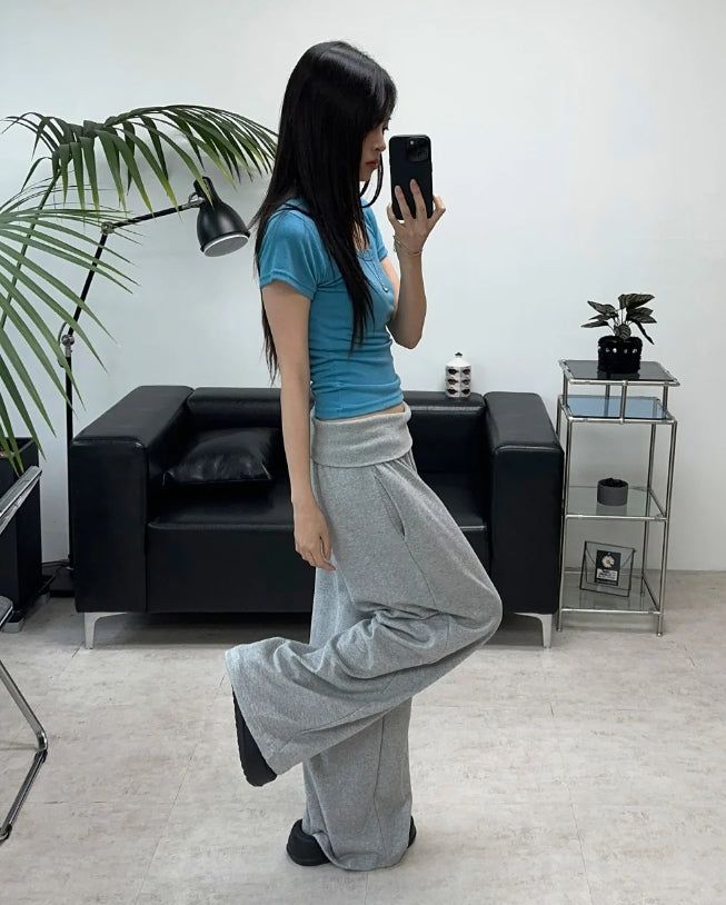 Aran Fold Waist Wide Pants