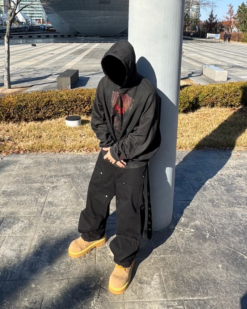 Cutted Double Knee Belt Pants