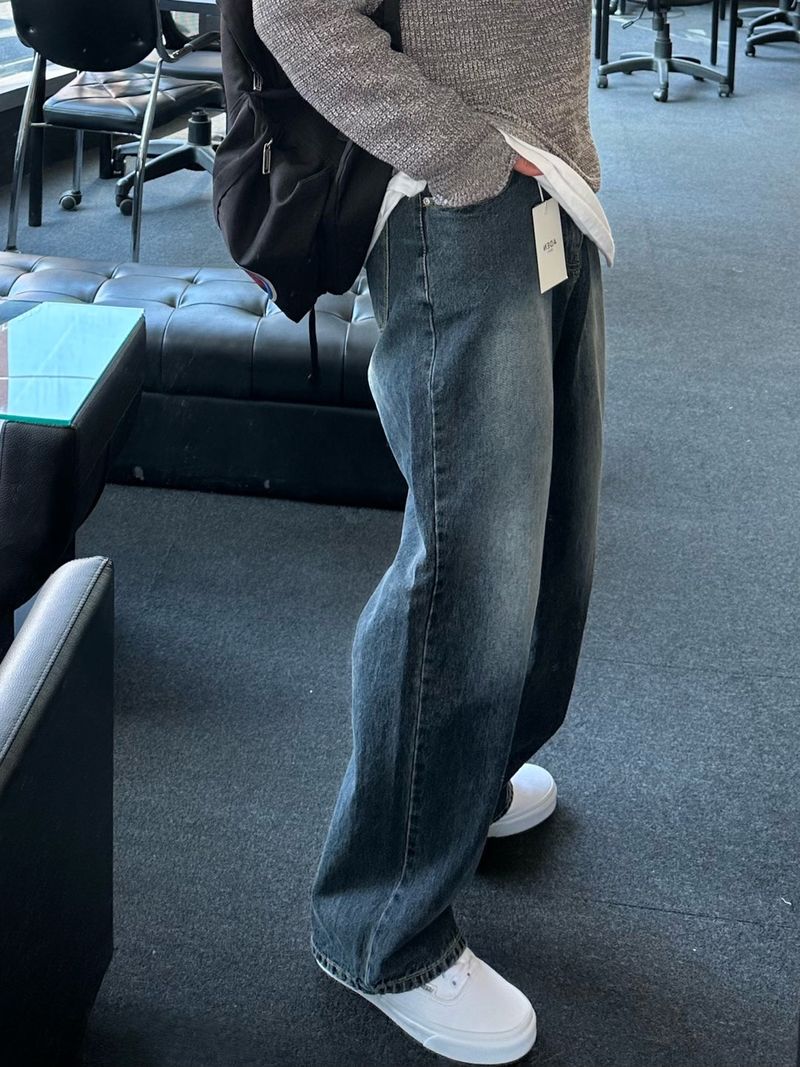 ドローダークブルーデニムパンツ