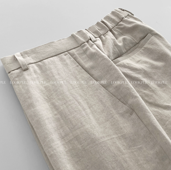 Ever Ice Linen Back Banding Wide Slacks