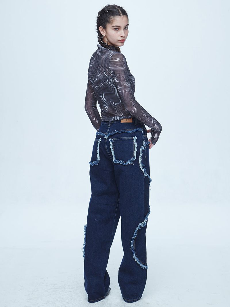 Snake Cutting Denim Pants