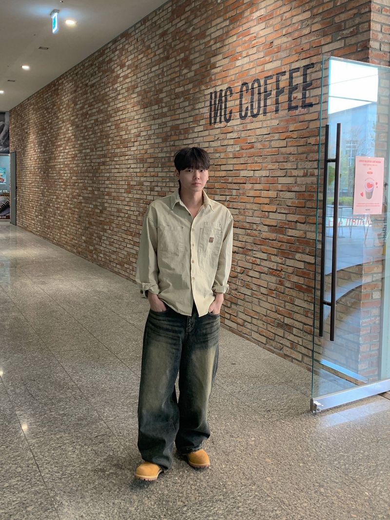 후쿠이 더블 패치 워크 셔츠