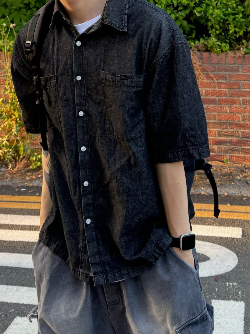 Diff denim short sleeve shirt 2C