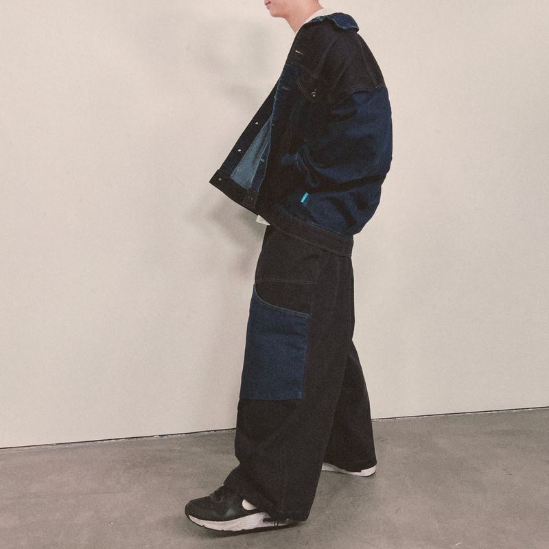 panel mix denim trucker jacket_blue